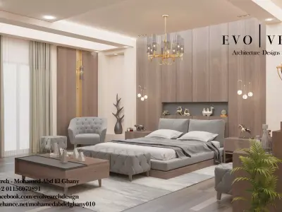 modern master bedroom interior by evolve Low-poly 3D model