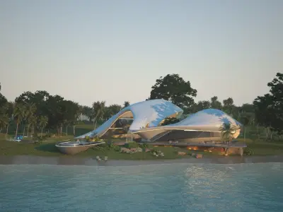 Organic beach villa house vray 3ds max 3D model