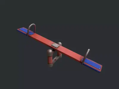 Playground Seesaw - Red Low-poly 3D model