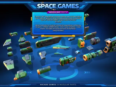 SPACE Games - Modular Parts Low-poly 3D model