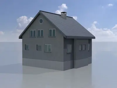 Modern single-family house version 5 R Low-poly 3D model