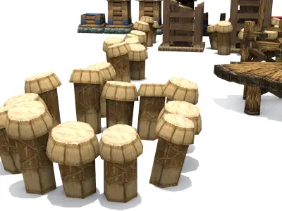 Modeling game on water Low-poly 3D model