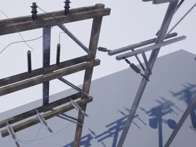 Utility Poles Low-poly 3D model