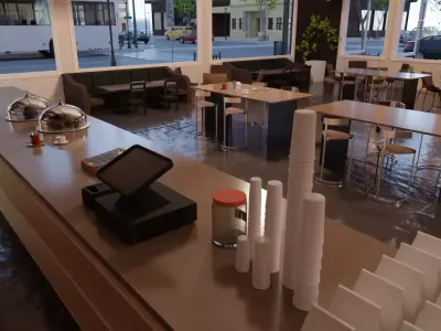 Coffee shop in New York Low-poly 3D model