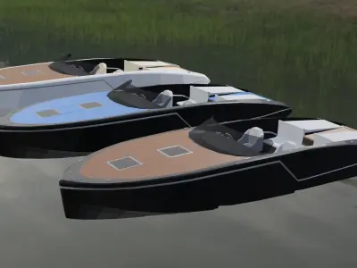Speed Boats with interiors Low Poly Low-poly 3D model