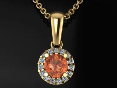 Dainty Round Halo Pendant with bell 5mm 3D print model