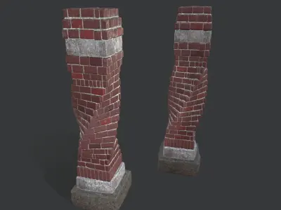 Stone and Brick Column Low-poly 3D model