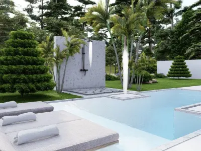 3D Exterior Scene 3D model design garden and landscape 3D model