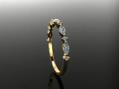Marquise Half Infinity Diamond Band Ring Dainty 3D print model