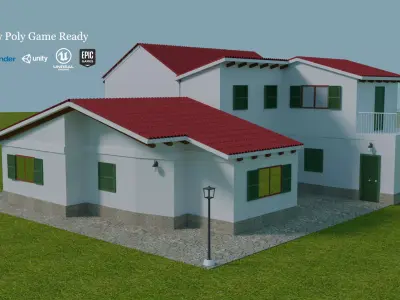 Low Poly Game Ready House 3D Model Low-poly 3D model