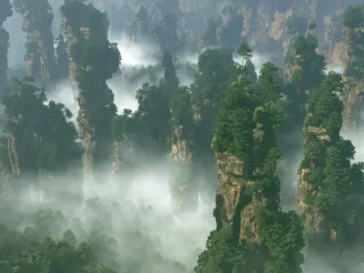 Realistic topography of Zhangjiajie tianzi-mountain 3D model