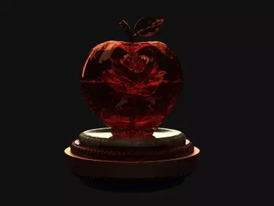 Chinese Crystal Apple with Rose Figure  Low-poly 3D model