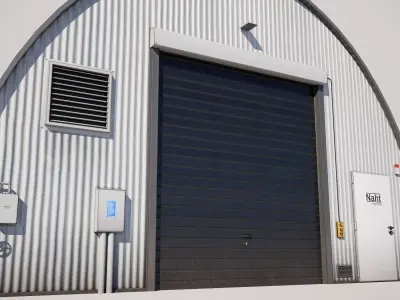 Industrial Hangar Building Low-poly 3D model