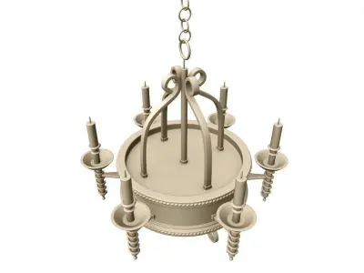 chandelier 3D model with four candle holders 3D model