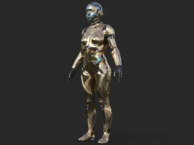 Cyborg Woman Gold  3D model