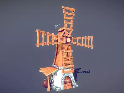Windmill Stylized Low-poly 3D model
