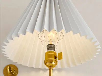 Pleated lampshade wall lamp 3D model