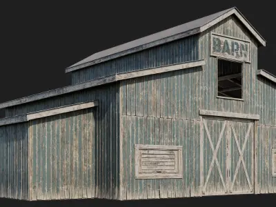 97-98-99-100 - Farm Buildings 4K PBR GameReady Low-poly 3D model