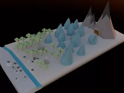 Ice world low poly Game ready Low-poly 3D model