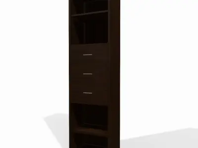 Narrow wooden shelf 3D model