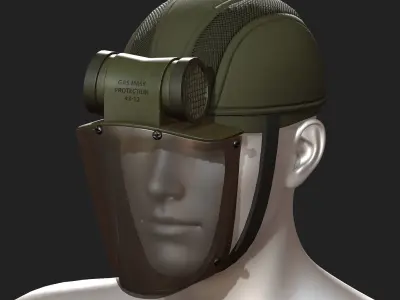 Gas mask helmet 3d model military combat fantasy  Low-poly 3D model 8