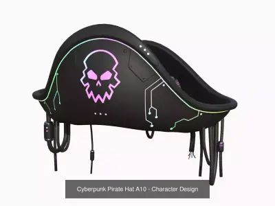 10 Cyberpunk Pirate Hats A Collection - Character Design 3D Model Pack