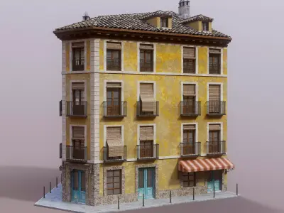 Old spanish house Low-poly 3D model