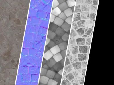 Pavement Materials 44- Eurofan Stone Paving  Sbsar Pbr Seamless Texture