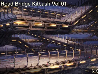 Sci-Fi Road Bridge Kitbash Vol 01 Low-poly 3D model
