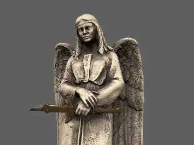 Angel holding gun Low-poly 3D model
