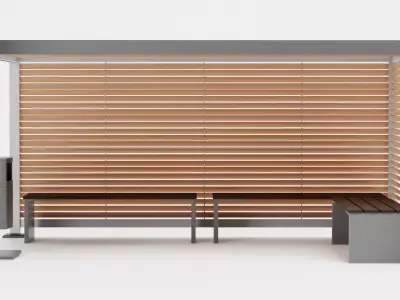 Modern Bus Stop Shelter V3 Low-poly 3D model