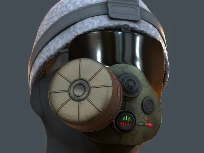 Gas mask helmet 3d model scifi Low-poly  Low-poly 3D model