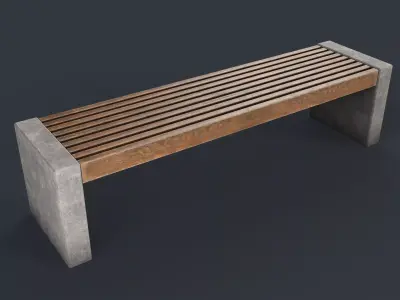 Modern Outdoor Bench 35 PBR Game Ready Low-poly 3D model