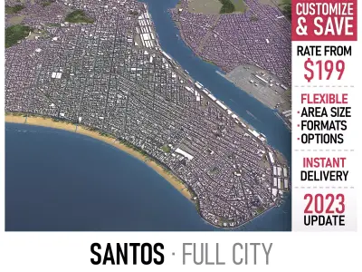 Santos - 3D City Model Low-poly 3D model