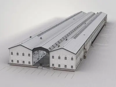 Warehouse Building Low-poly 3D model