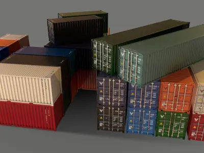 PBR 10 20 40 ft Shipping Cargo Container - Collection Pack 