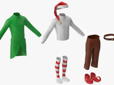  Christmas Elf Costume with Bells Male 