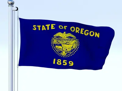 Animated Oregon Flag Low-poly 3D model