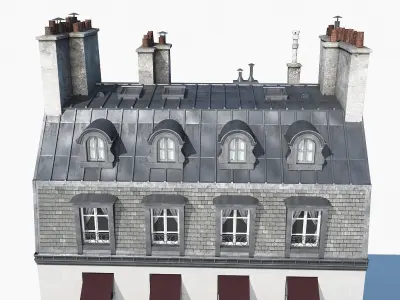 Parisian building 2 Low-poly 3D model