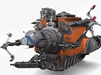  Futuristic Spacecraft with Mechanical Arms Rigged for Cinema 4D 