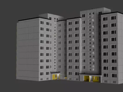 121-070-1 Type Panel Building 3D model Low-poly 3D model Low-poly 3D model