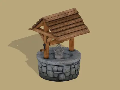 Ancient well Low-poly 3D model