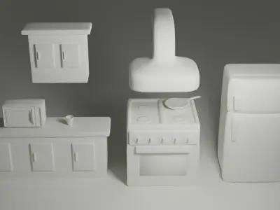 Kitchen asset Low-poly 3D model