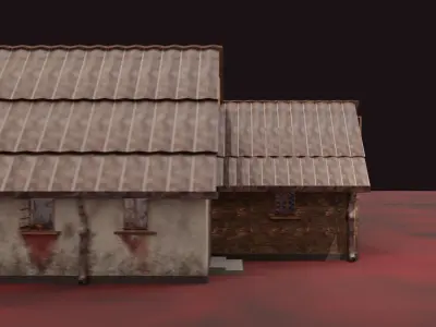 Horror house with Second Floor Bathroom human organs Artifacts Low-poly 3D model