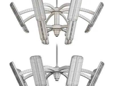 OLANNA chandelier made of wood and metal Low-poly 3D model