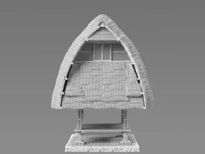 Bale Bengong Kuno B Traditional Open Hut Variant 3D model