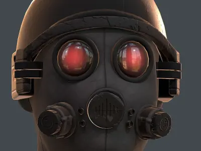 Gas mask helmet 3d model scifi Low-poly  Low-poly 3D model
