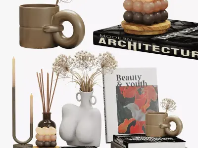 Decorative Set Body shaped art vase Low-poly 3D model