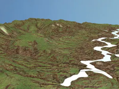Mountain Terrain Low-poly 3D model