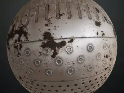 Panel Patterns Rust Metal Trimsheet Transparent PBR Seamless Texture